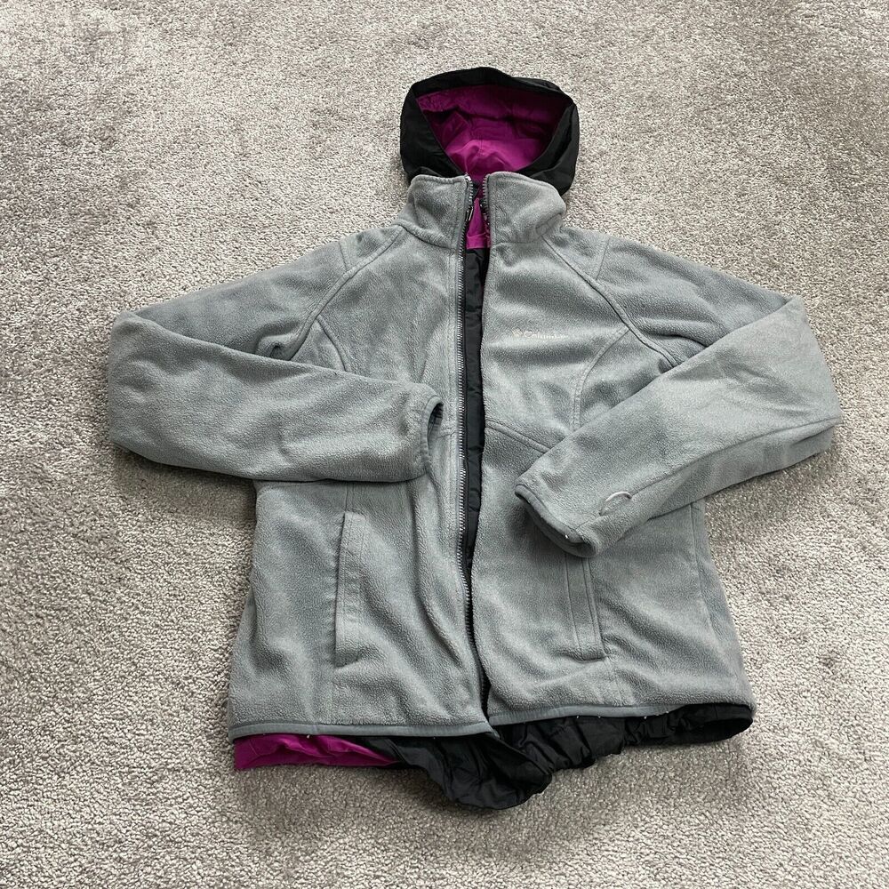 Columbia Interchange Full Zip Fleece Jacket Womens Medium Gray Purple Hoodie